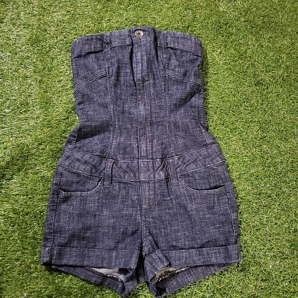 Denim Jean Romper Jumpsuit Shorts Y2K pinup vintage